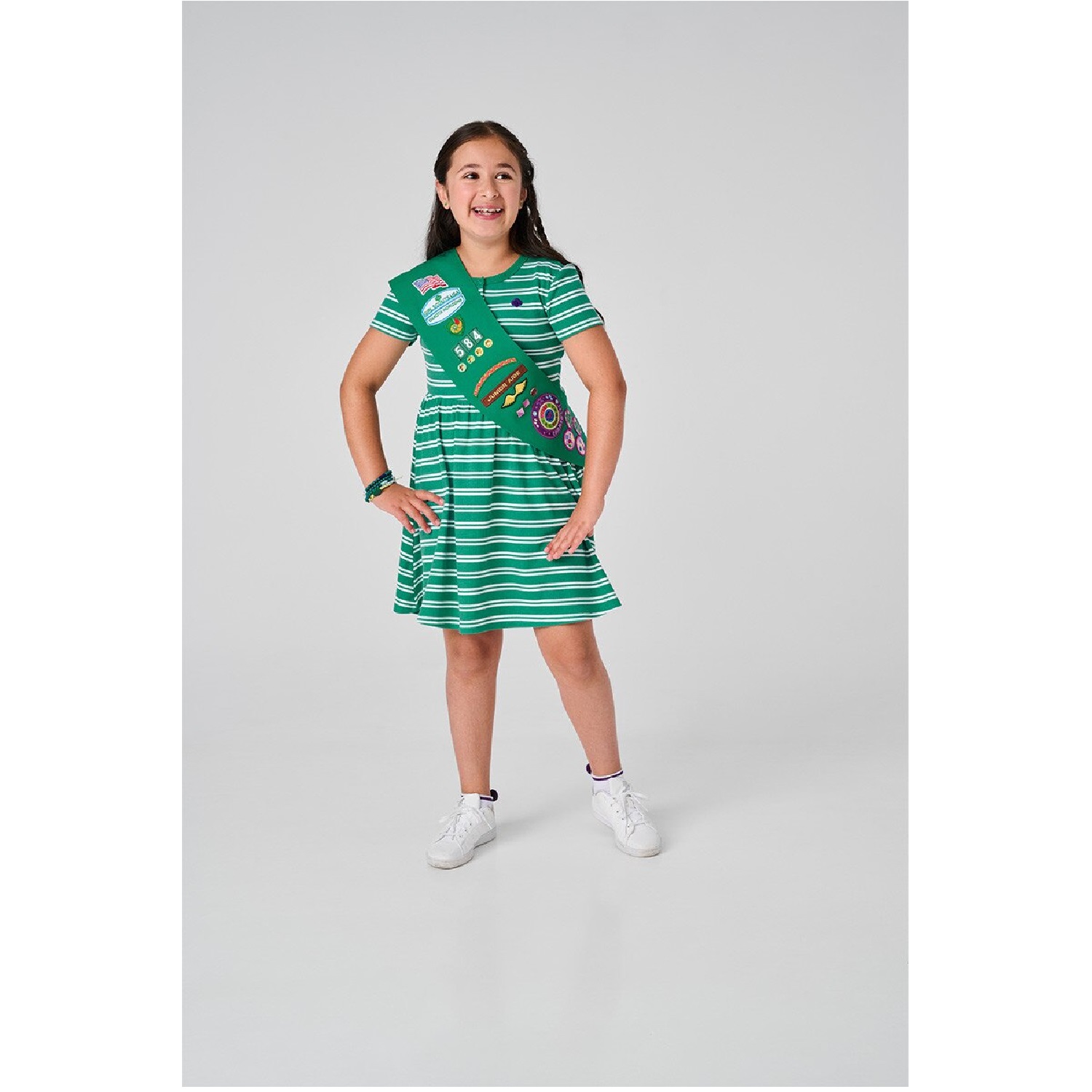 Junior Striped Henley Dress